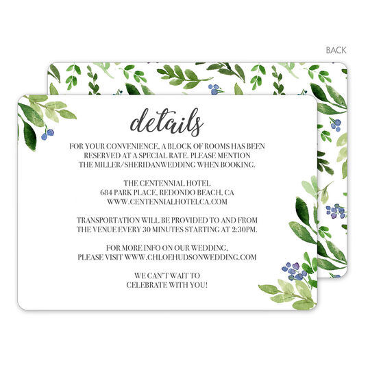 Corner Sprig Wedding Information Cards